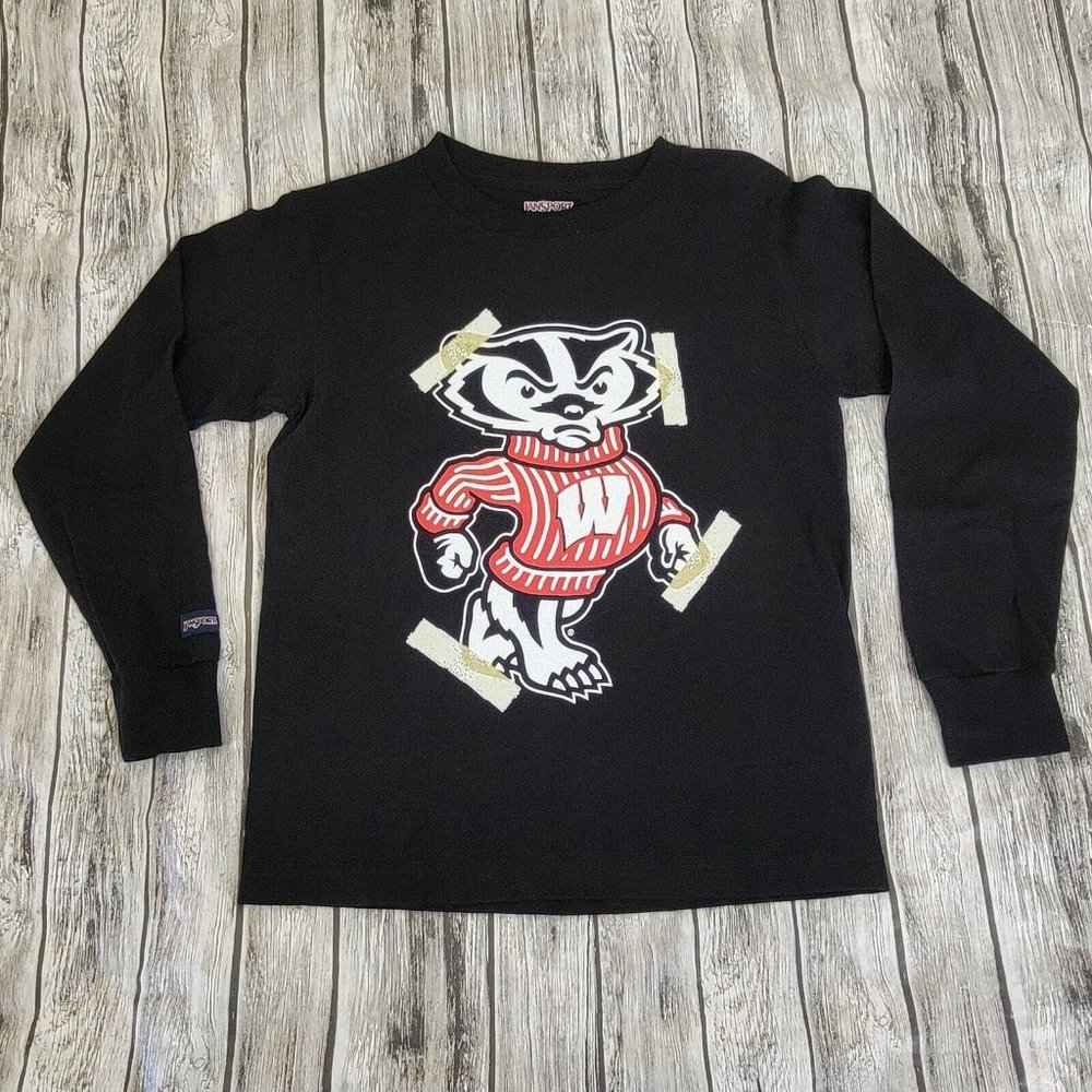 Wisconsin Badgers Youth Shirt JanSport Black Long Sleeve Youth Size Medium